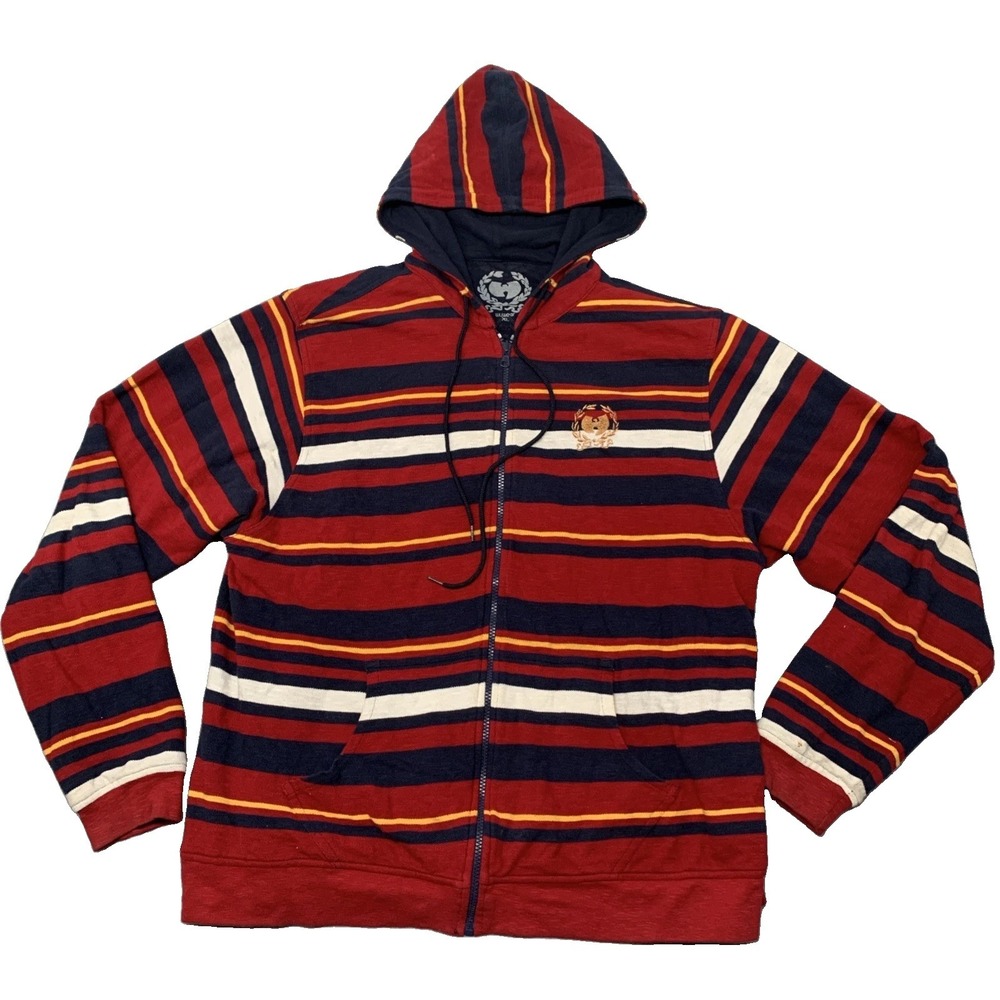 VTG Y2K Wu Wear Reversible Wu-Tang Clan Hoodie Embroidered Striped Gold Foil XL